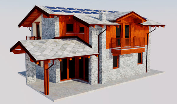 Casa in legno in valle d'aosta, immagine di progetto