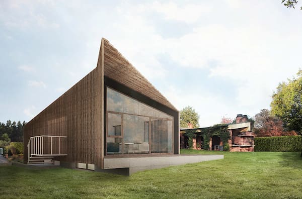 progetto atelier in legno, ampliamento di un edificio preesistente