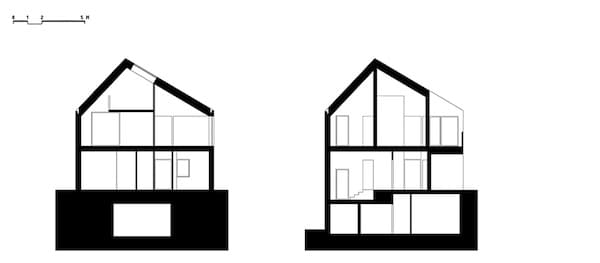 proposta progettuale casa in legno, sezioni trasversali