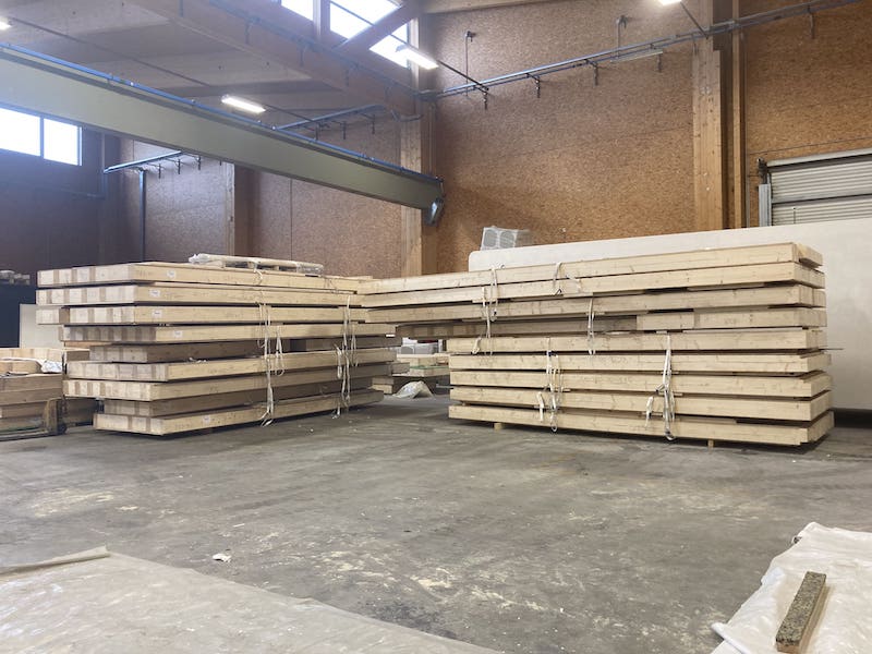 Palazzina 3 case prefabbricate legno pollegio canton ticino, produzione pareti