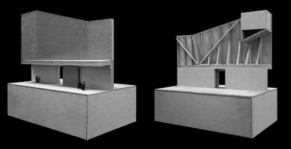 maquette di studio del elemento base del capannone prefabbricato in legno