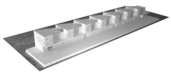 Edificio industriale legno oggiona, maquette di studio del capannone prefabbricato in legno