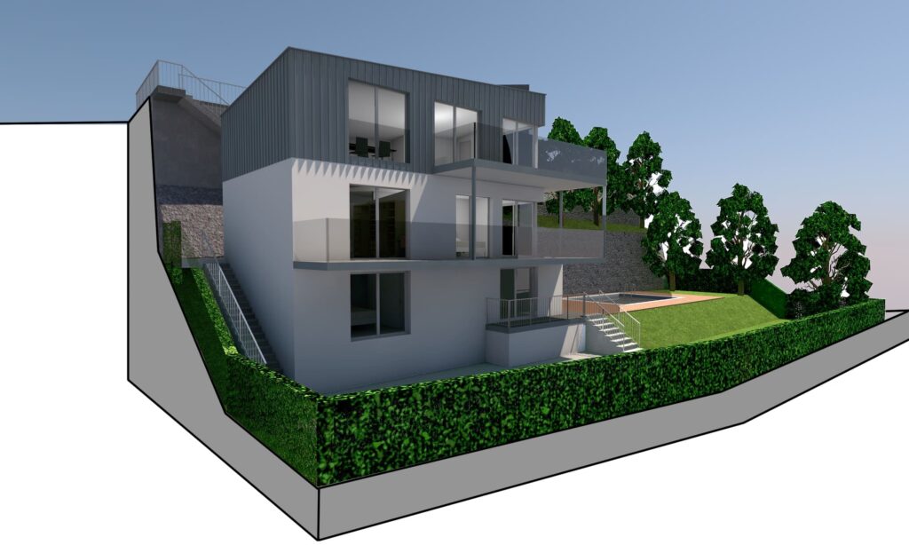 villa in legno a tre piani sul lago maggiore maccagno