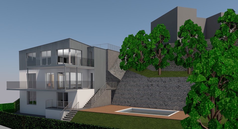 progetto villa legno stile moderno maccagno