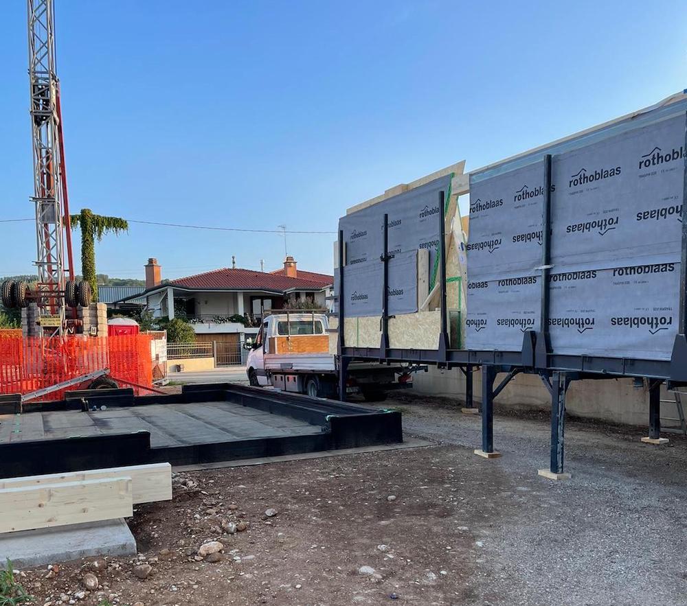 casa in legno a treviso cantiere prefabbricazione