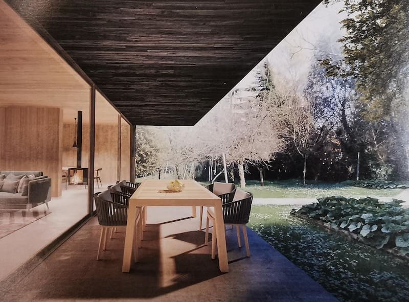 case in legno moderne treviso, ampie vetrate sulla zona porticata