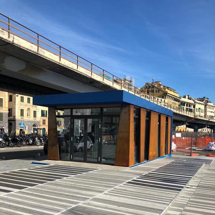 Fish lab installazione in legno realizzata nel Porto Antico di Genova