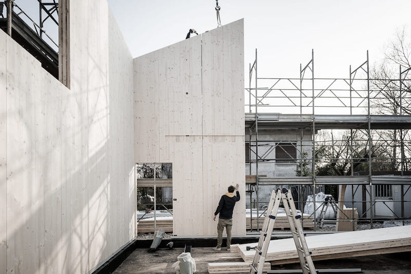ville in legno moderne treviso, montaggio pareti in xlam 